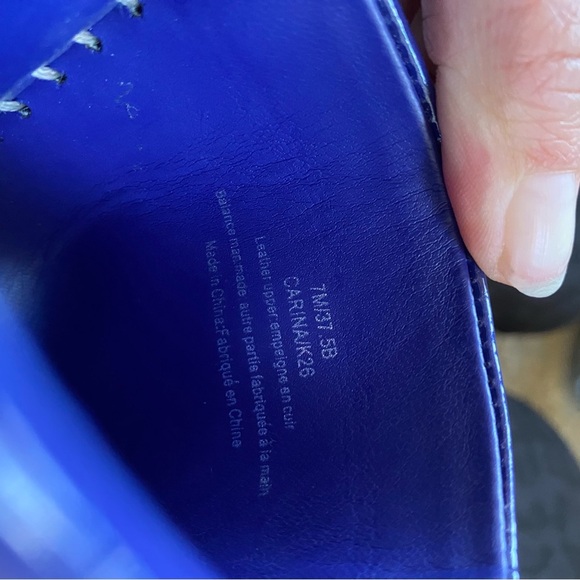 Karl Lagerfeld Carina Royal Blue Espadrille Wedge Sandals Heels Open Toe Leather - Picture 10 of 12